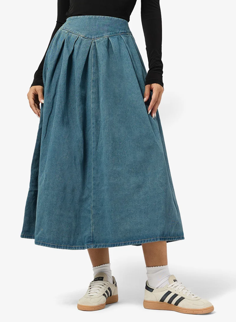 Ginger Denim A Line Maxi Skirt